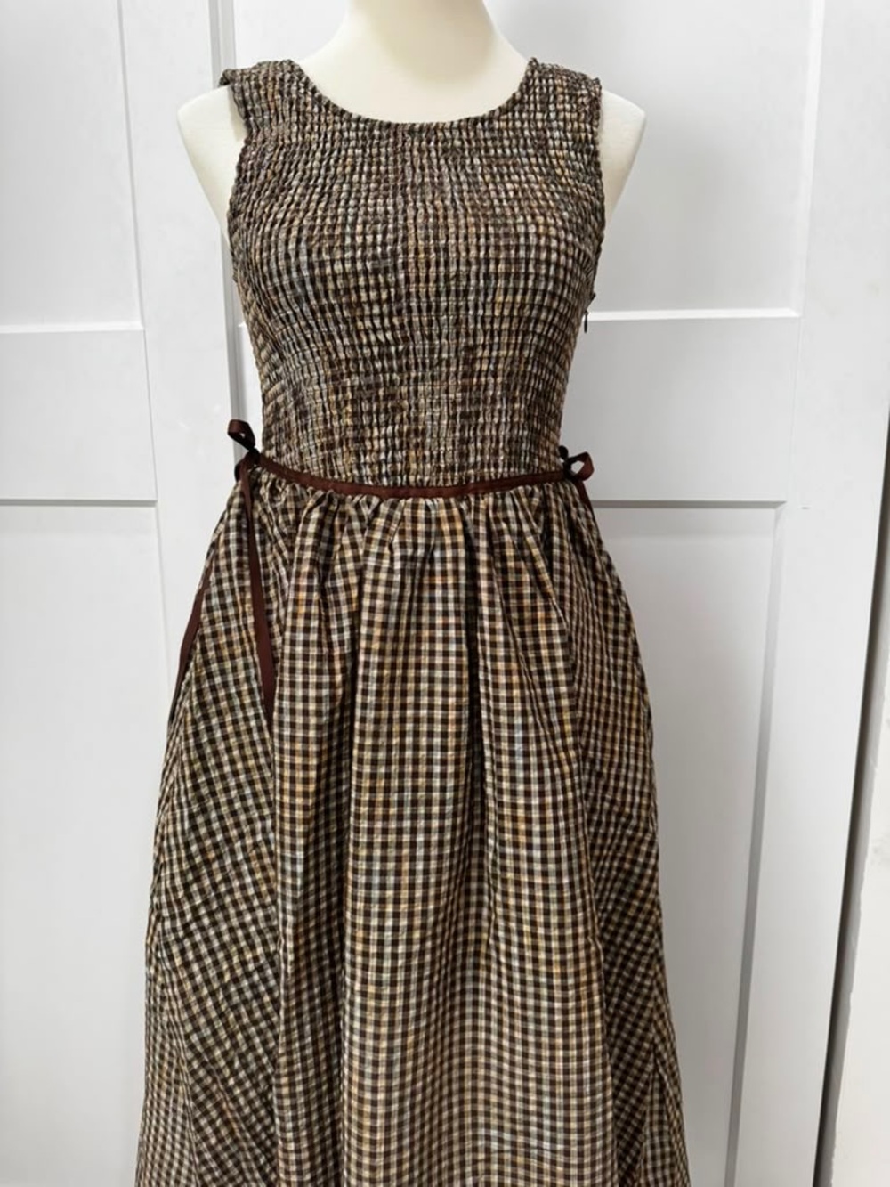 Smocked Maxi Dress in Brown